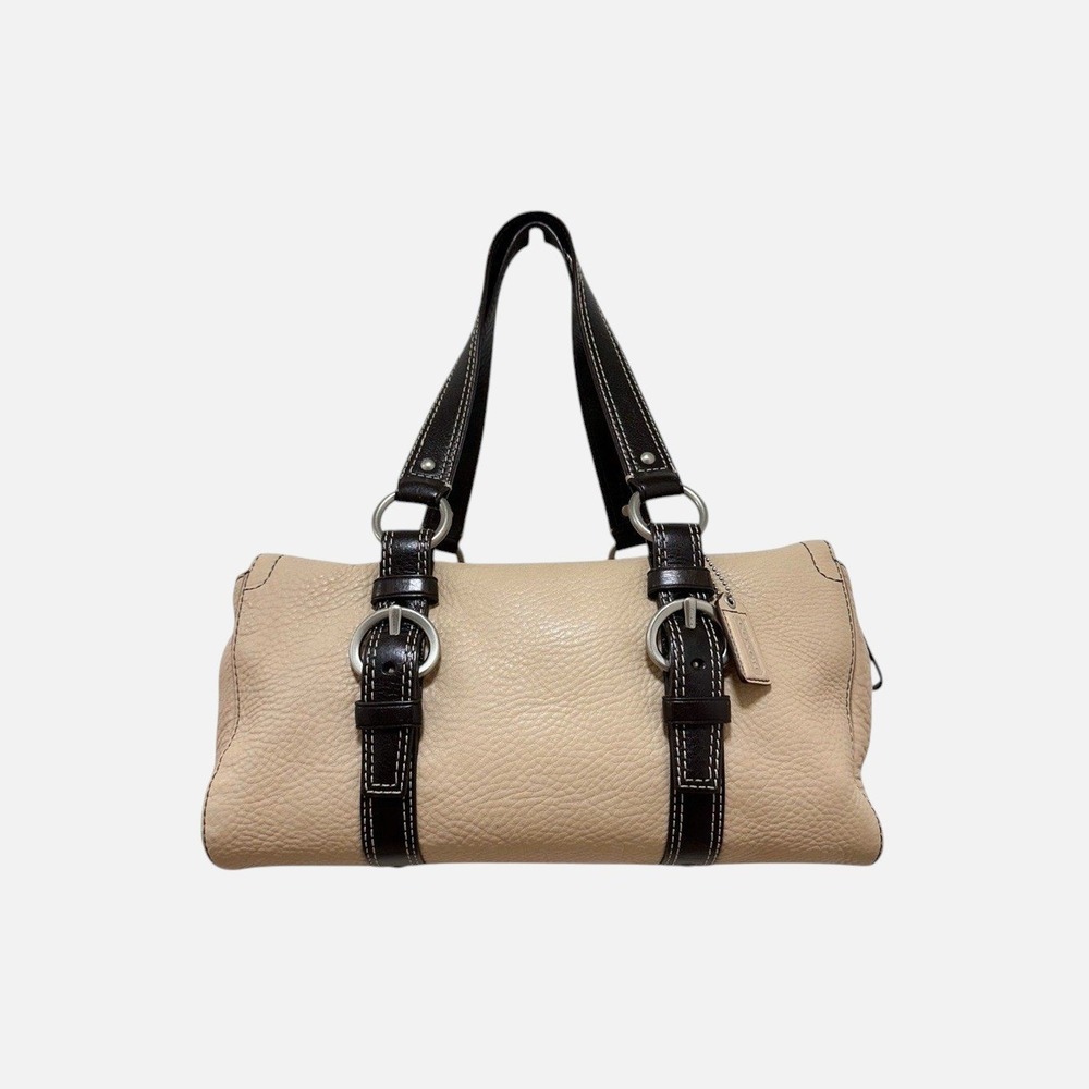Coach Chelsea Satchel Shoulder Bag‎ Cream Tan Pebbled Leather Brown F10887
